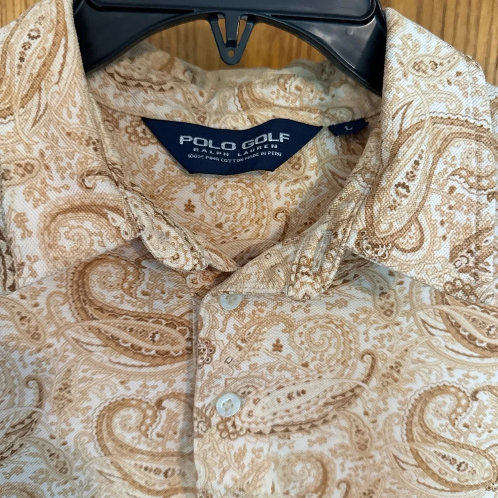 Ralph Lauren Tan Polo Shirt with Paisley Design